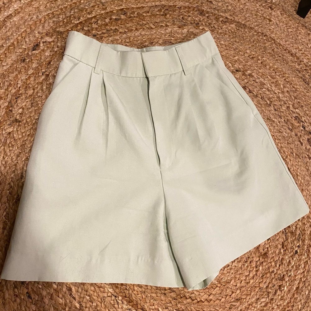 Zara Mint Green Linen Shorts